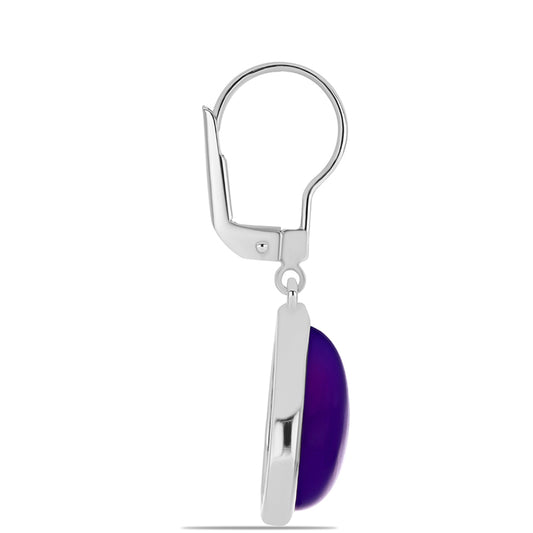 Stříbrné Náušnice s Purpurovým Jadeitem