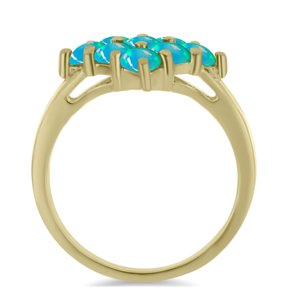 Pozlacený Stříbrný Prsten s etiopským Paraiba modrým opálem