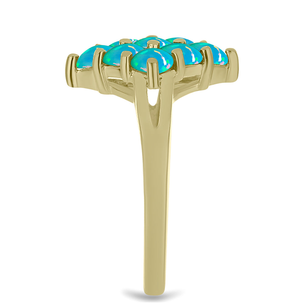 Pozlacený Stříbrný Prsten s etiopským Paraiba modrým opálem