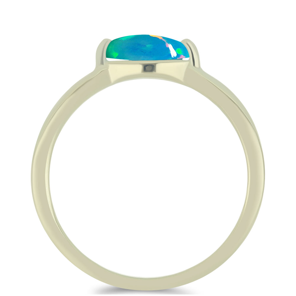 Pozlacené stříbro 925/1000 Prsten s etiopským Paraiba modrým opálem - Karátové číslo: 0.35. přibližná hmotnost: 1.56 gramů 2 