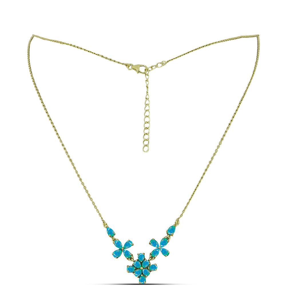 Pozlacený Stříbrný Náhrdelník s etiopským Paraiba modrým opálem 2 