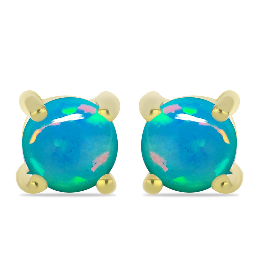 Pozlacené Stříbrné Náušnice s etiopským Paraiba modrým opálem 1 