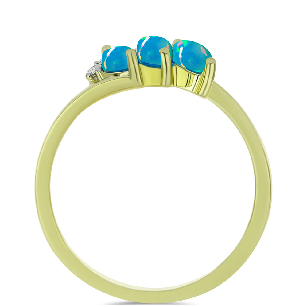 Pozlacené Stříbro 925/1000 - Prsten s etiopským Paraiba modrým opálem a Bílým Topazem - Karátové číslo: 0.73. přibližná hmotnost: 2.71 gramů