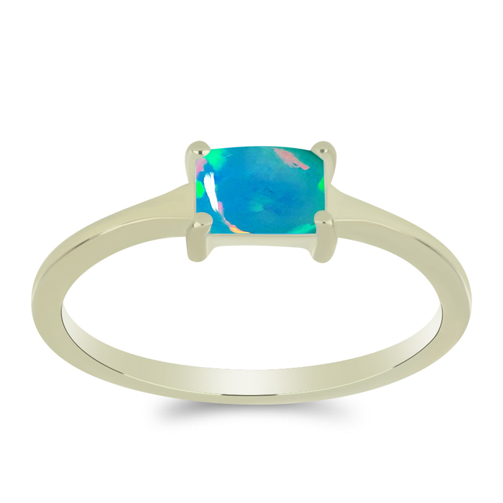 Pozlacené Stříbro 925/1000 - Prsten s etiopským Paraiba modrým opálem - Karátové číslo: 0.37. přibližná hmotnost: 1.66 gramů
