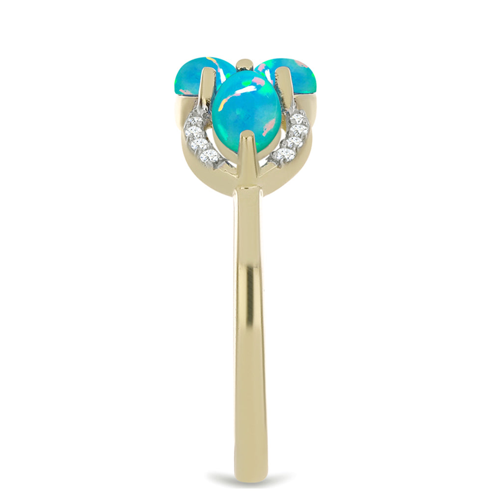 Pozlacený Stříbrný Prsten s etiopským Paraiba modrým opálem a Bílým Topazem 4 