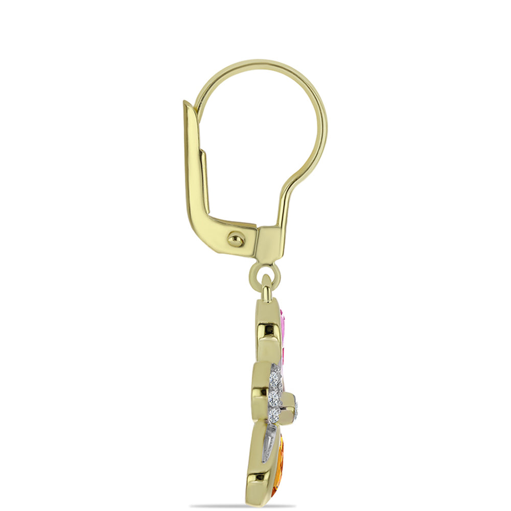 Pozlacené Stříbrné Náušnice s Roseberským Duhovým Safírem a Bílým Topazem