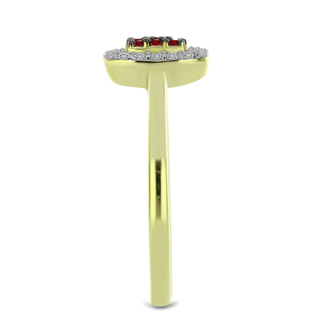 Pozlacené Stříbro 925/1000 - Prsten s Červeným Diamantem a Bílým Diamantem - Karátové číslo: 0.26. přibližná hmotnost: 2.15 gramů 8 