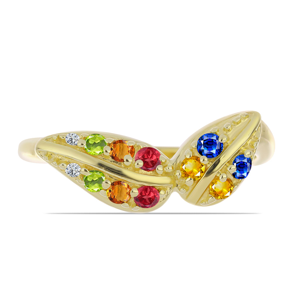 Pozlacené Stříbro 925/1000 - Prsten s Roseberským Duhovým Safírem a Bílým Topazem - Karátové číslo: 0.42. přibližná hmotnost: 2.69 gramů