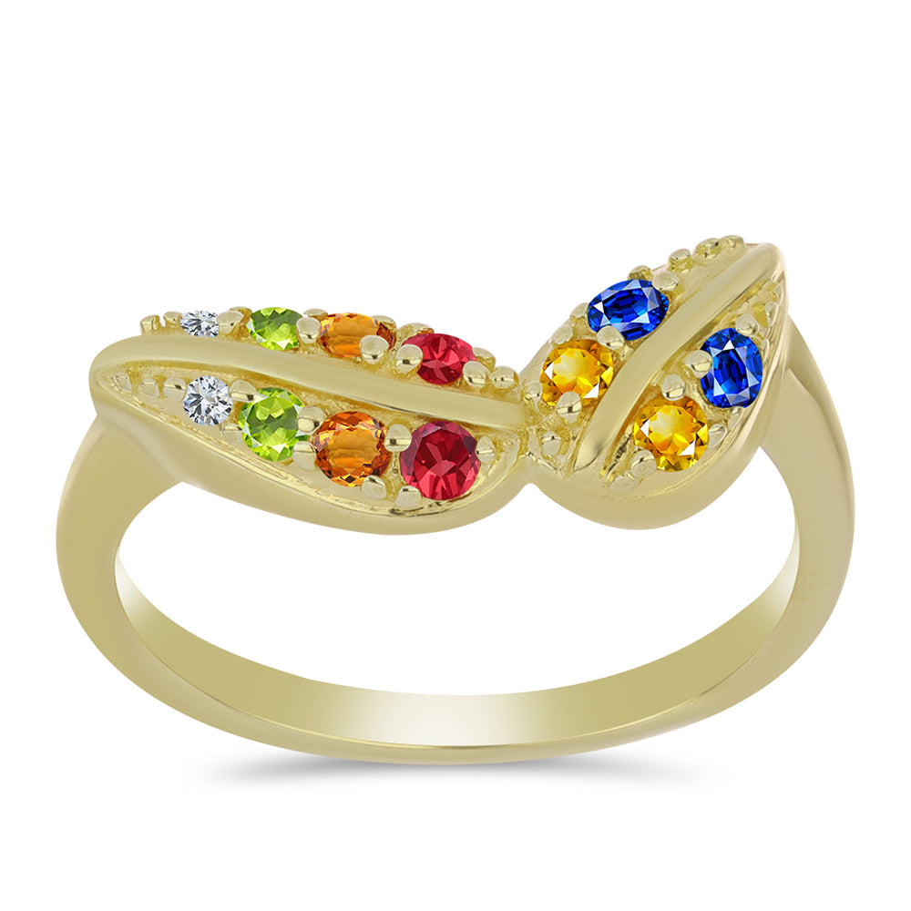 Pozlacené Stříbro 925/1000 - Prsten s Roseberským Duhovým Safírem a Bílým Topazem - Karátové číslo: 0.42. přibližná hmotnost: 2.69 gramů 3 