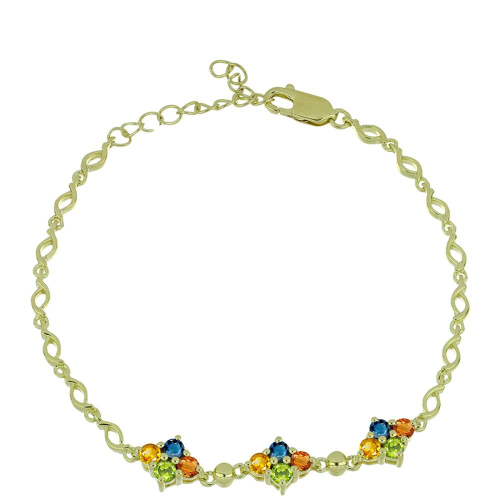 Pozlacené Stříbro 925/1000 - Náramek s Roseberským Duhovým Safírem - Karátové číslo: 1.81. přibližná hmotnost: 6.5 gramů 1 