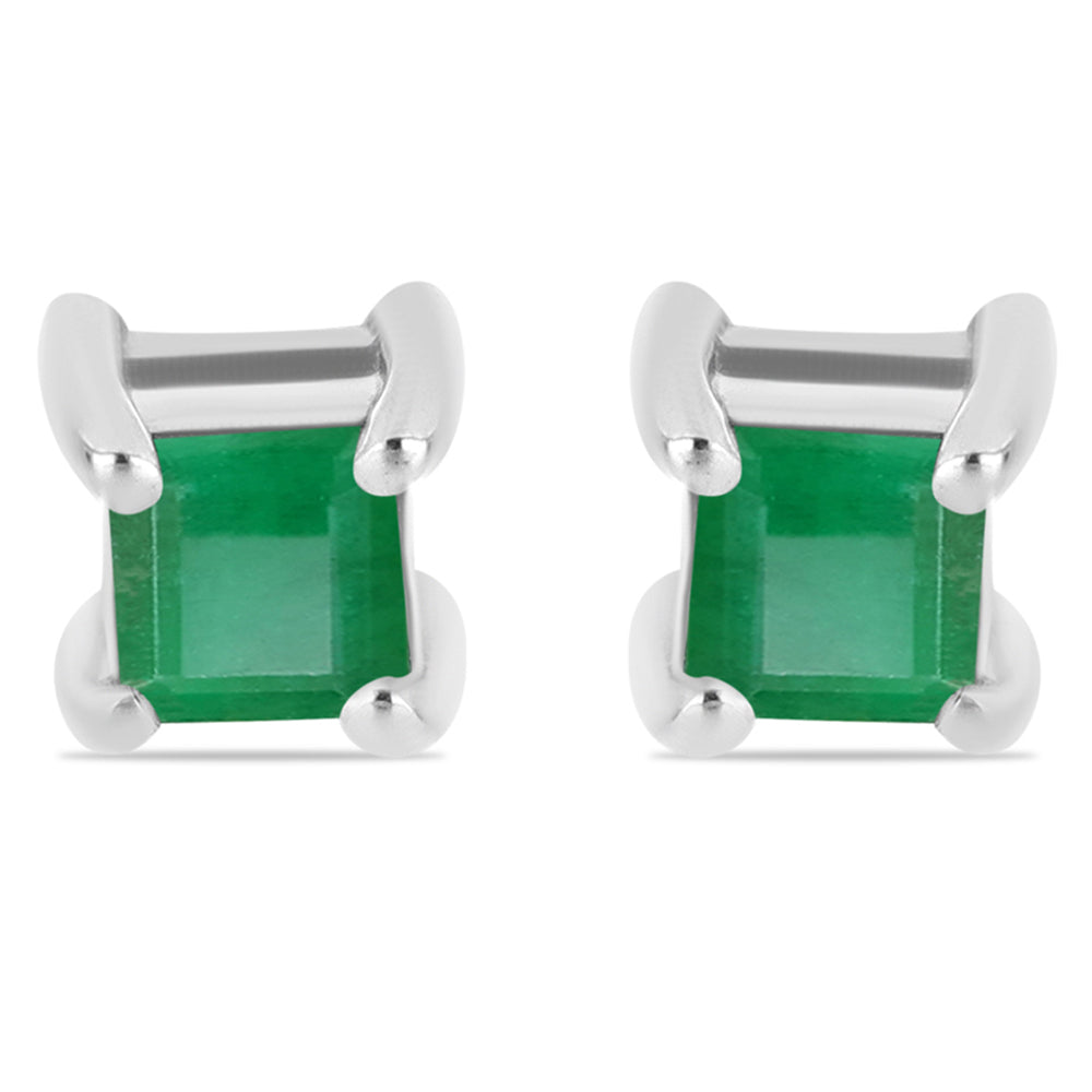 Stříbro 925/1000 - Náušnice s Brazilským Smaragdem - Karátové číslo: 0.27. přibližná hmotnost: 0.93 gramů