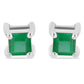Stříbro 925/1000 - Náušnice s Brazilským Smaragdem - Karátové číslo: 0.27. přibližná hmotnost: 0.93 gramů