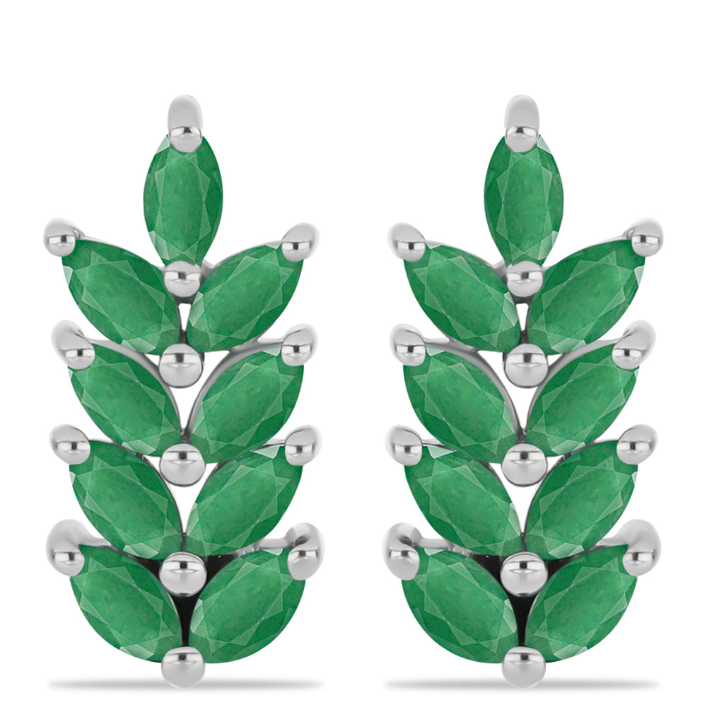 Stříbrné Náušnice s Brazilským Smaragdem 3 