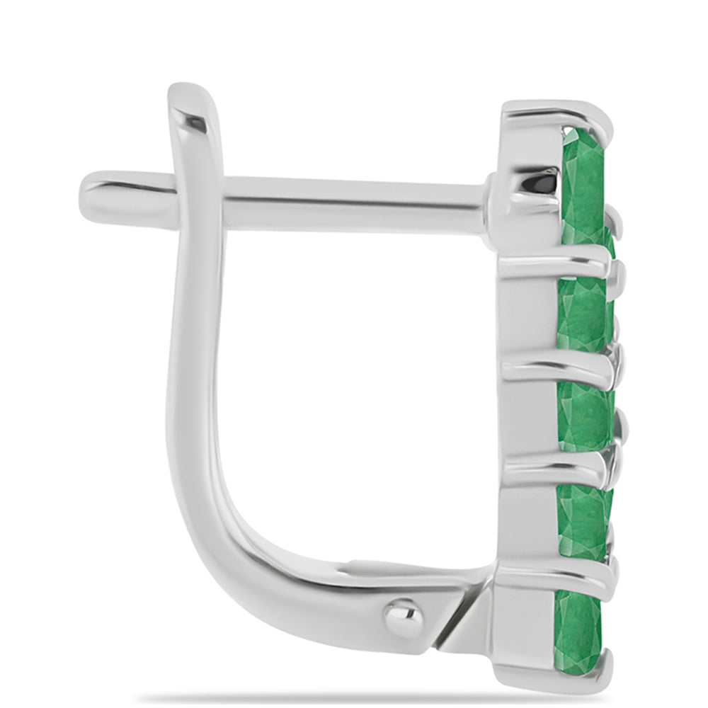 Stříbrné Náušnice s Brazilským Smaragdem 2 