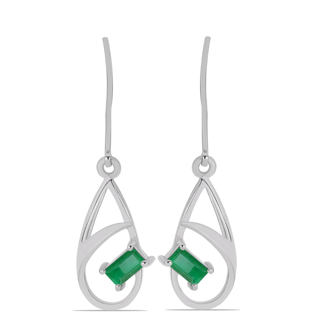 Stříbrné Náušnice s Brazilským Smaragdem