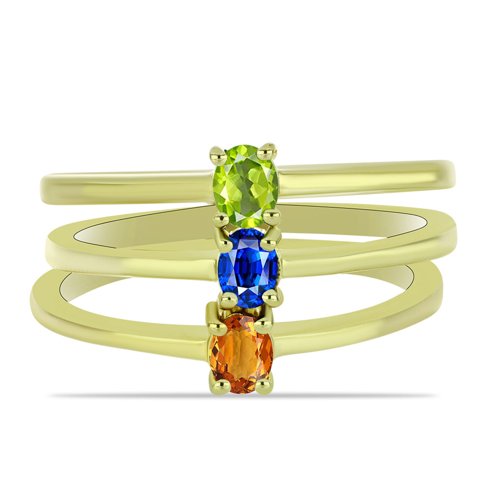 Pozlacené Stříbro 925/1000 - Sada s Australským Modrým Safírem a Padparadscha Safírem - Karátové číslo: 0.72. přibližná hmotnost: 4.29 gramů ( Prsten ) 1 