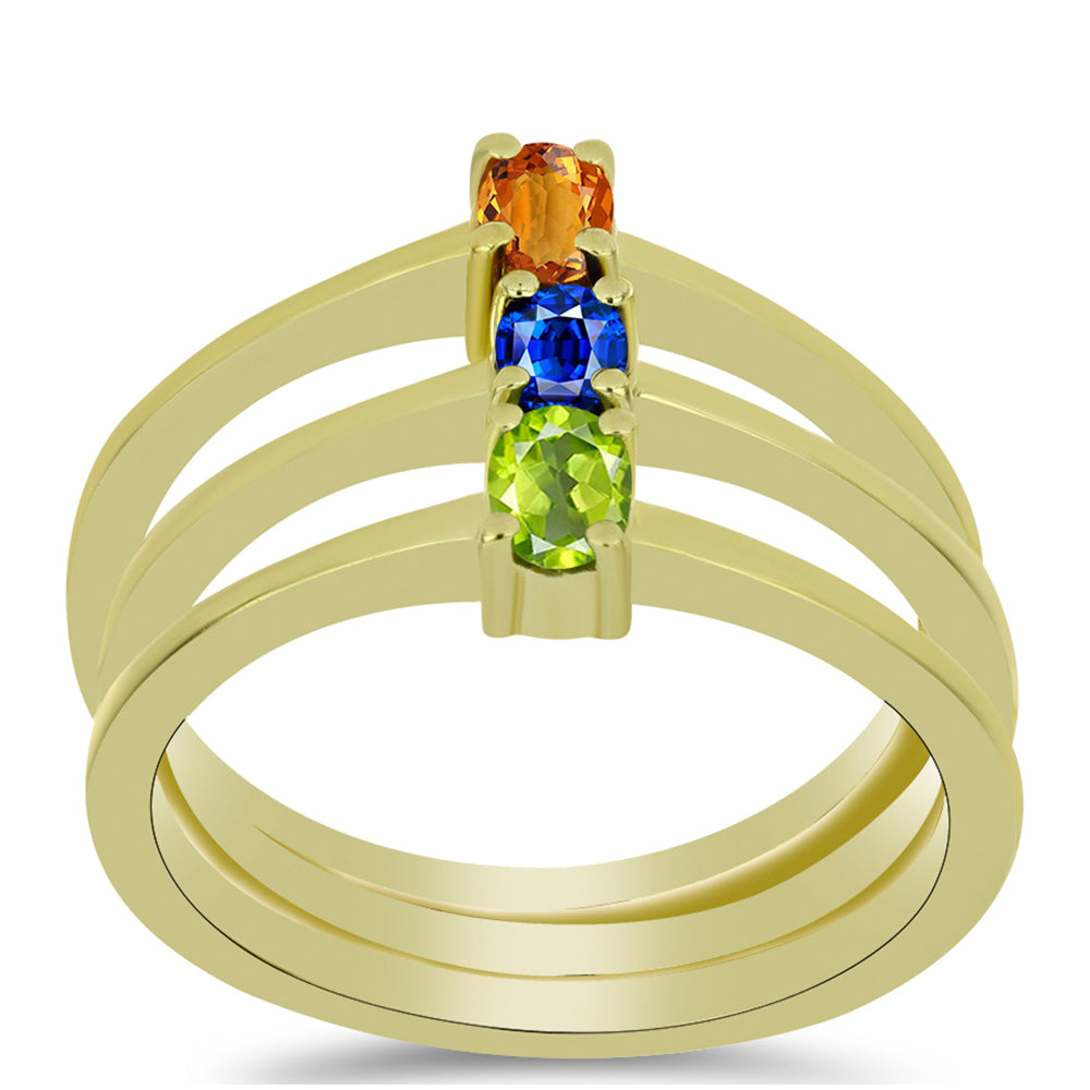 Pozlacené Stříbro 925/1000 - Sada s Australským Modrým Safírem a Padparadscha Safírem - Karátové číslo: 0.72. přibližná hmotnost: 4.29 gramů ( Prsten ) 3 