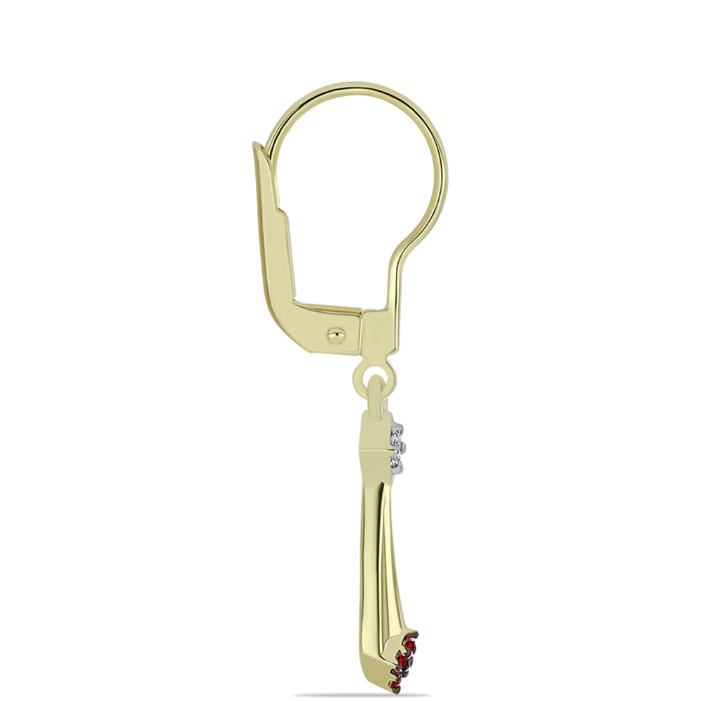 Pozlacené Stříbrné Náušnice s Červeným Diamantem a Bílým Diamantem 2 