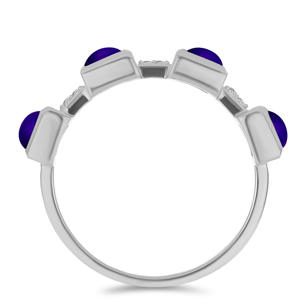 Stříbro 925/1000 - Prsten s Purpurovým Jadeitem a Bílým Topazem - Karátové číslo: 1.37. přibližná hmotnost: 3.58 gramů 3 