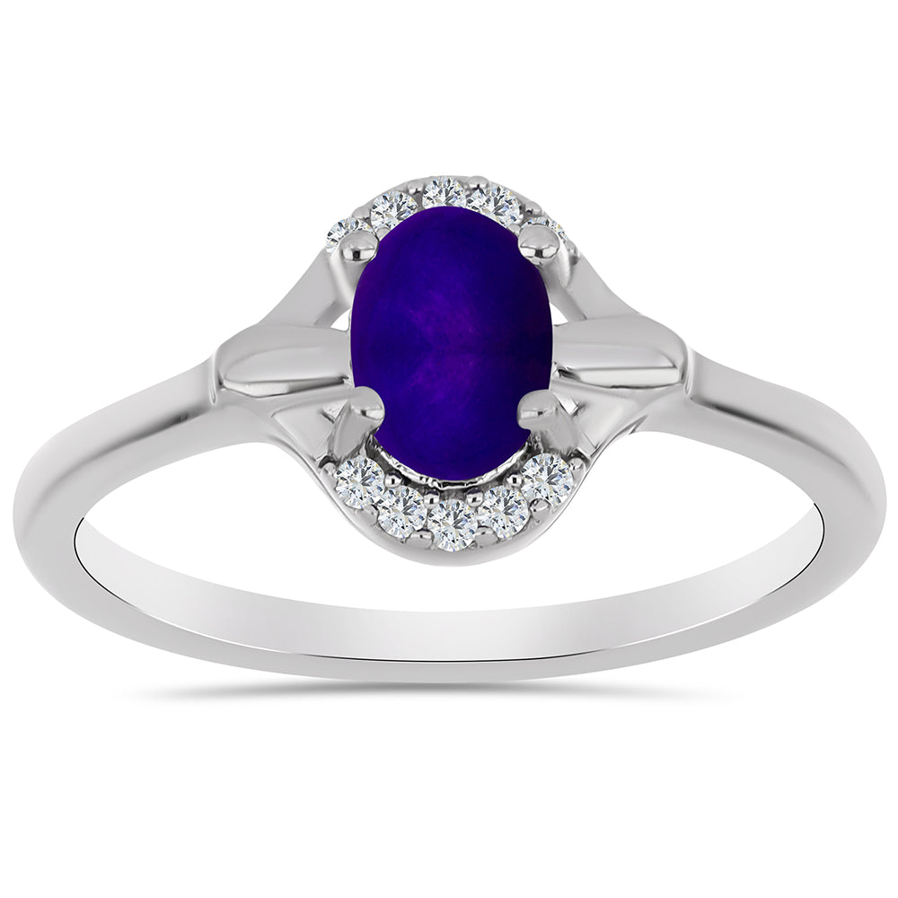 Stříbro 925/1000 - Prsten s Purpurovým Jadeitem a Bílým Topazem - Karátové číslo: 0.82. přibližná hmotnost: 2.53 gramů 3 