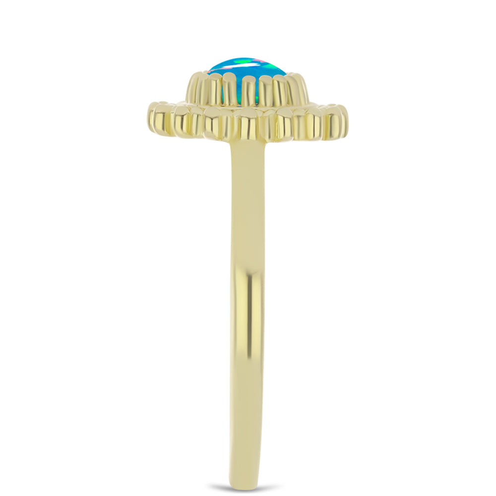 Pozlacené stříbro 925/1000 Prsten s etiopským Paraiba modrým opálem - Karátové číslo: 0.3. přibližná hmotnost: 2.46 gramů 4 