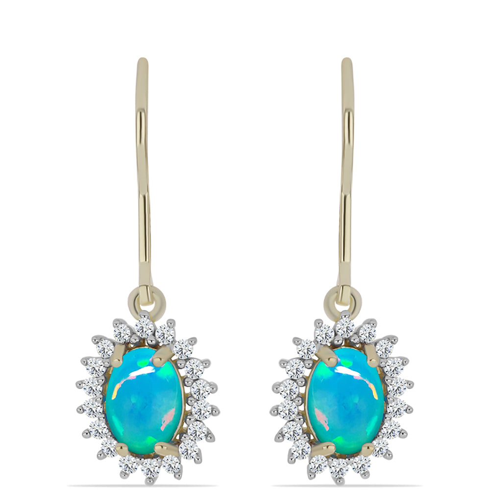 Pozlacené Stříbrné Náušnice s etiopským Paraiba modrým opálem a Bílým Topazem 1 