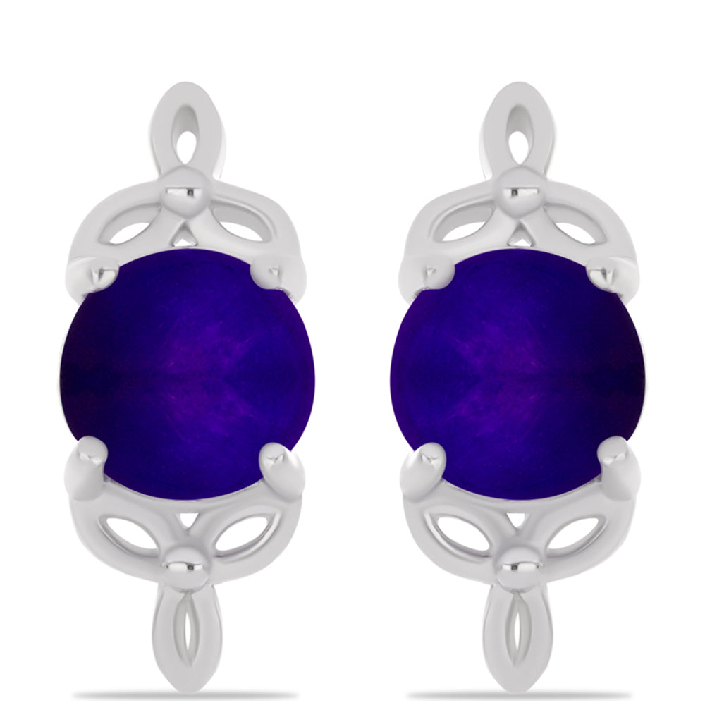 Stříbrné Náušnice s Purpurovým Jadeitem 1 