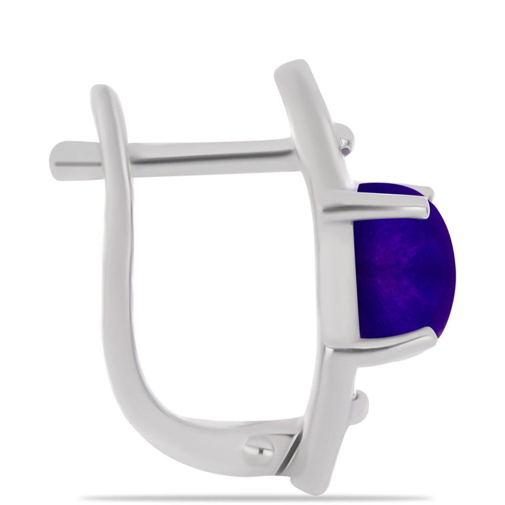 Stříbrné Náušnice s Purpurovým Jadeitem