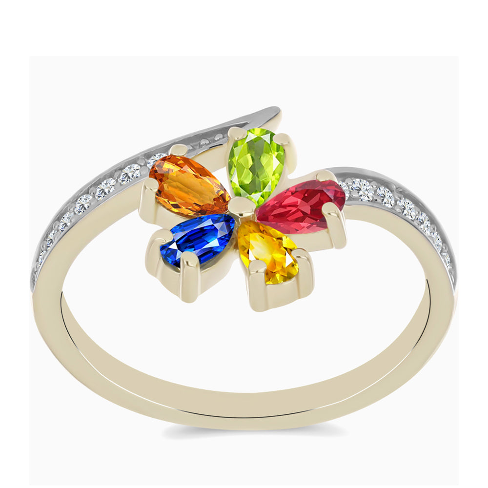 Pozlacený Stříbrný Prsten s Roseberským Duhovým Safírem a Bílým Topazem