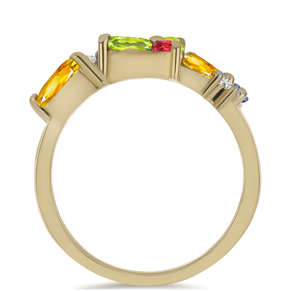 Pozlacený Stříbrný Prsten s Roseberským Duhovým Safírem a Bílým Topazem