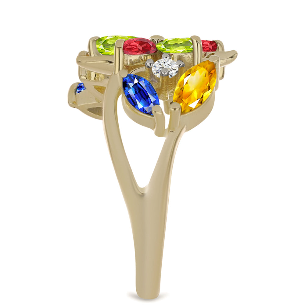 Pozlacený Stříbrný Prsten s Roseberským Duhovým Safírem a Bílým Topazem 4 