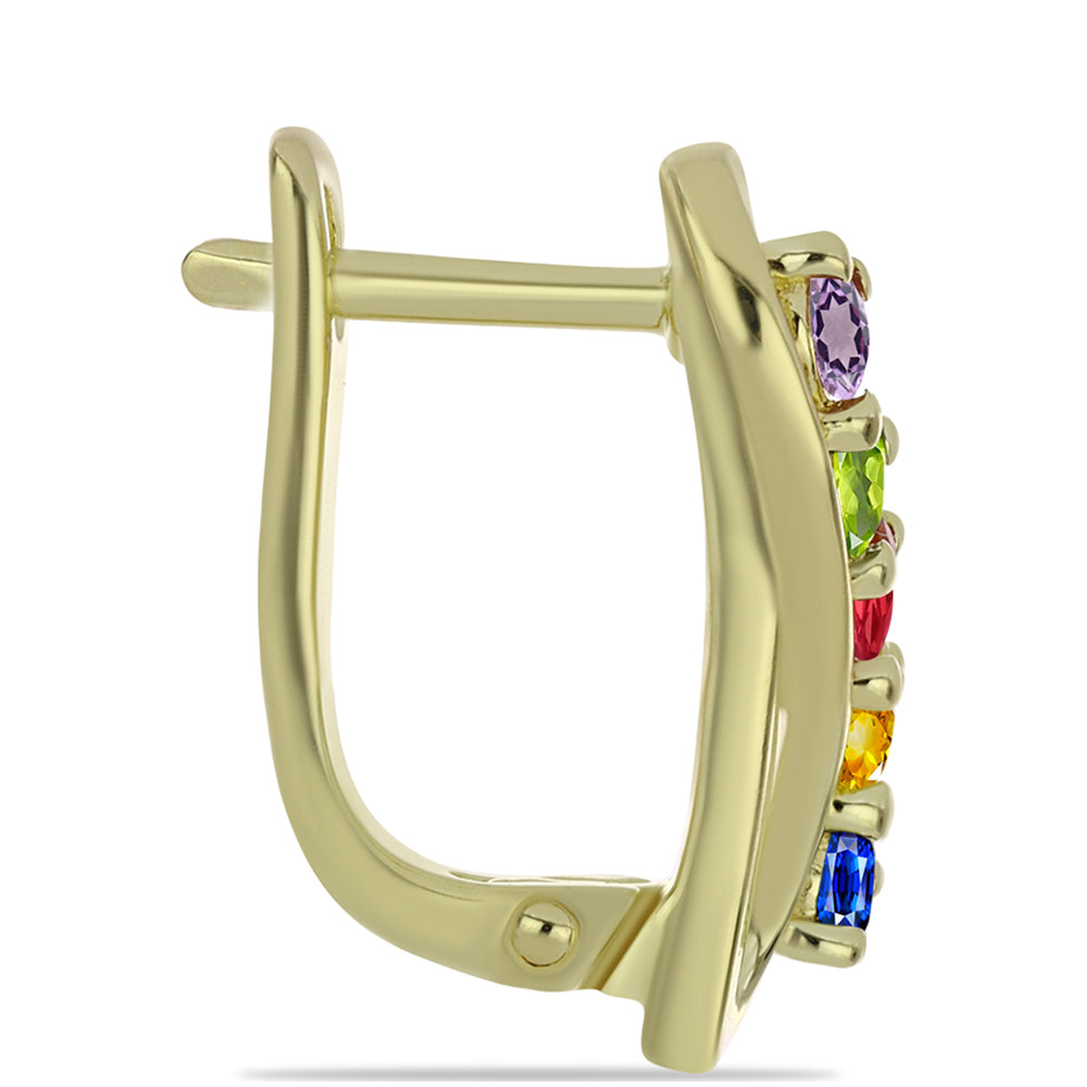 Pozlacené Stříbrné Náušnice s Roseberským Duhovým Safírem 2 