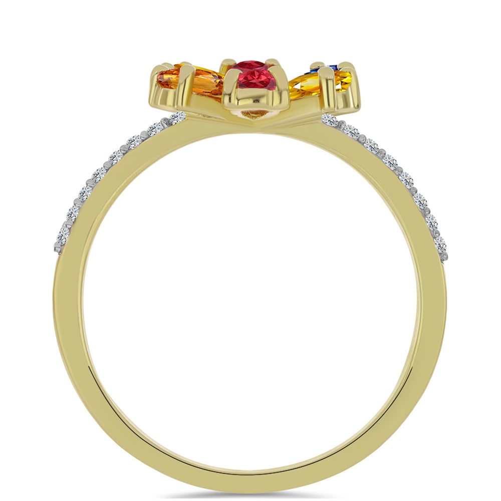 Pozlacené stříbro 925/1000 Prsten s Roseberským Duhovým Safírem a Bílým Topazem - Karátové číslo: 1.69. přibližná hmotnost: 2.73 gramů 2 