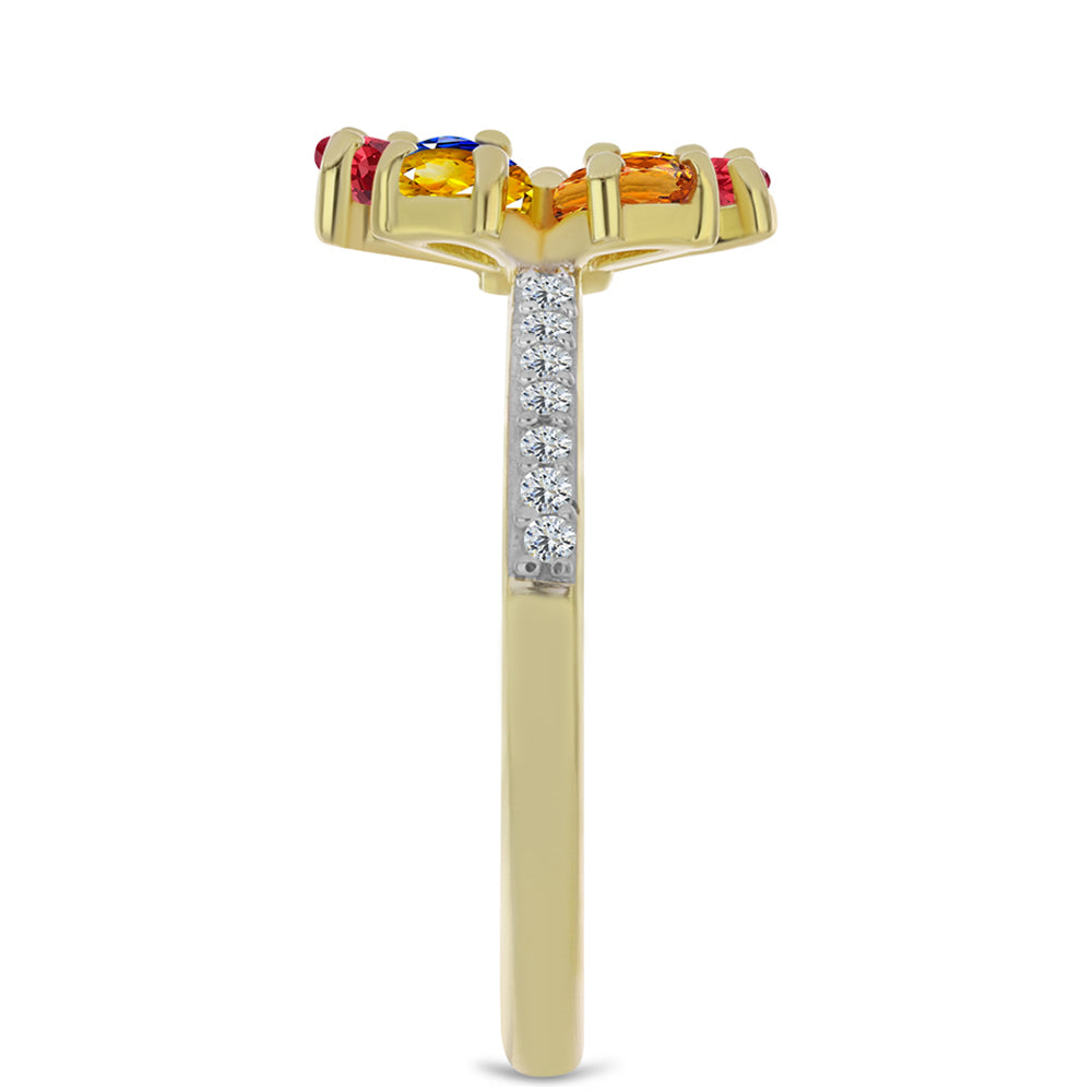 Pozlacené stříbro 925/1000 Prsten s Roseberským Duhovým Safírem a Bílým Topazem - Karátové číslo: 1.69. přibližná hmotnost: 2.73 gramů 4 