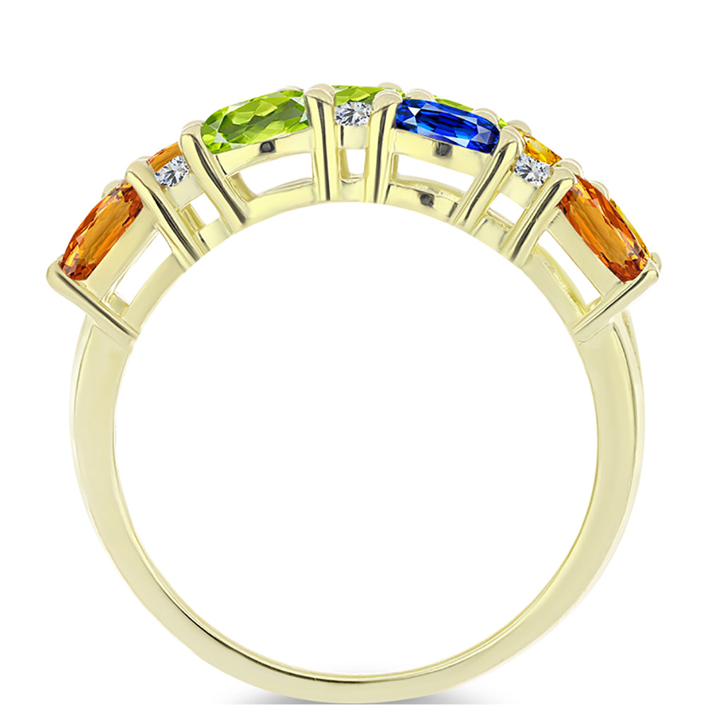 Pozlacený Stříbrný Prsten s Roseberským Duhovým Safírem a Bílým Topazem