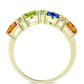Pozlacený Stříbrný Prsten s Roseberským Duhovým Safírem a Bílým Topazem