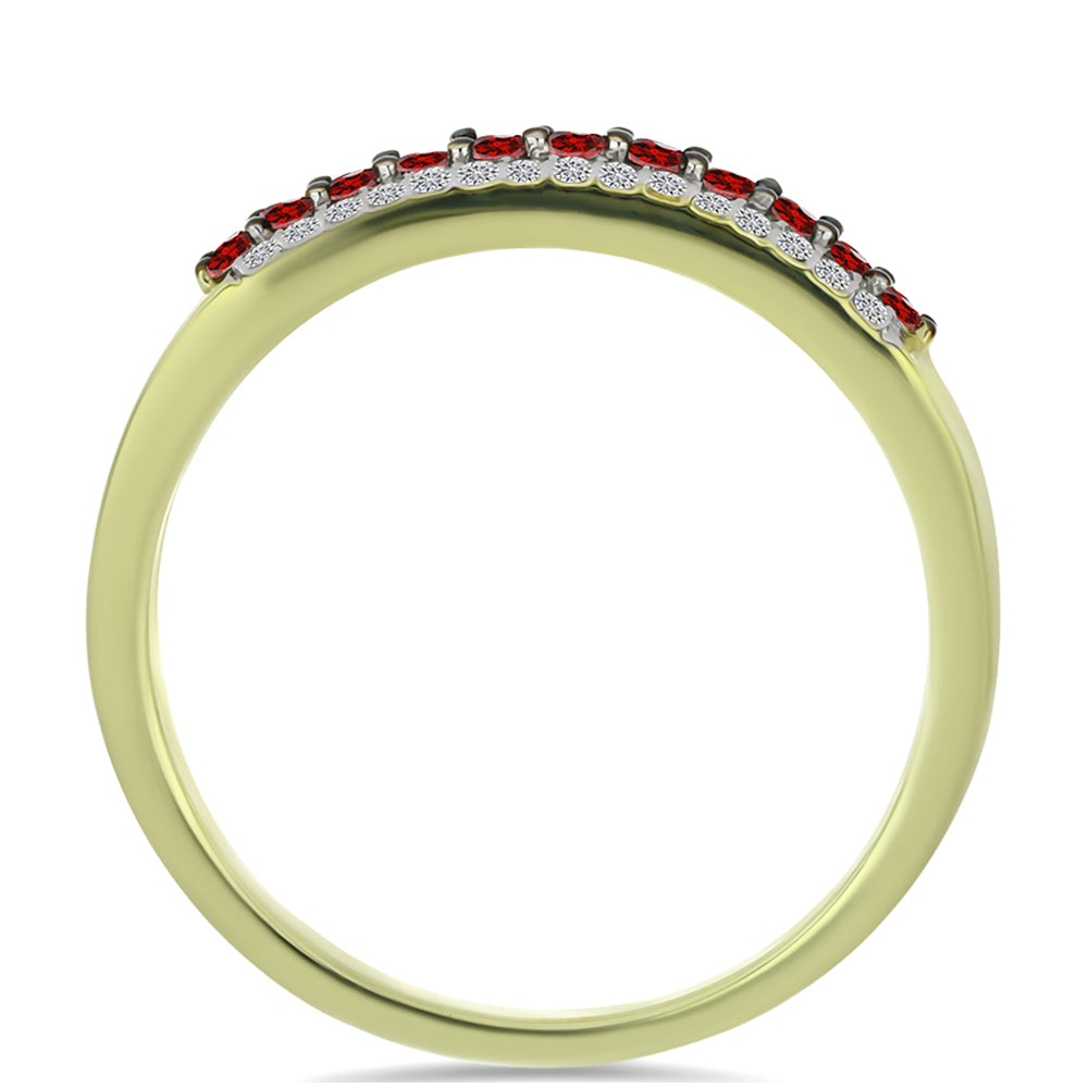 Pozlacené stříbro 925/1000 Prsten s Červeným Diamantem a Bílým Diamantem - Karátové číslo: 0.38. přibližná hmotnost: 2.49 gramů 3 