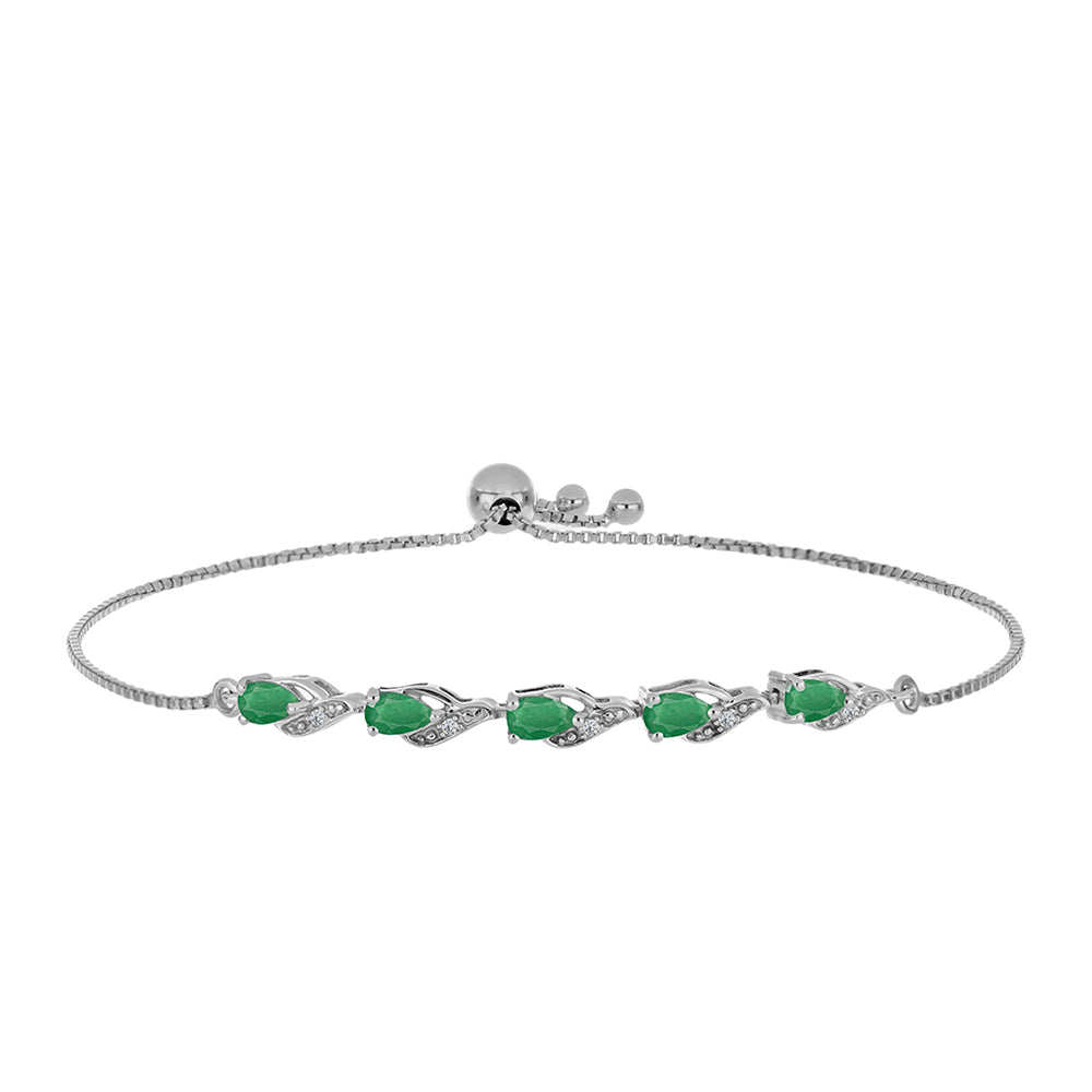 Stříbrný Náramek s Brazilským Smaragdem a Bílým Topazem 1 