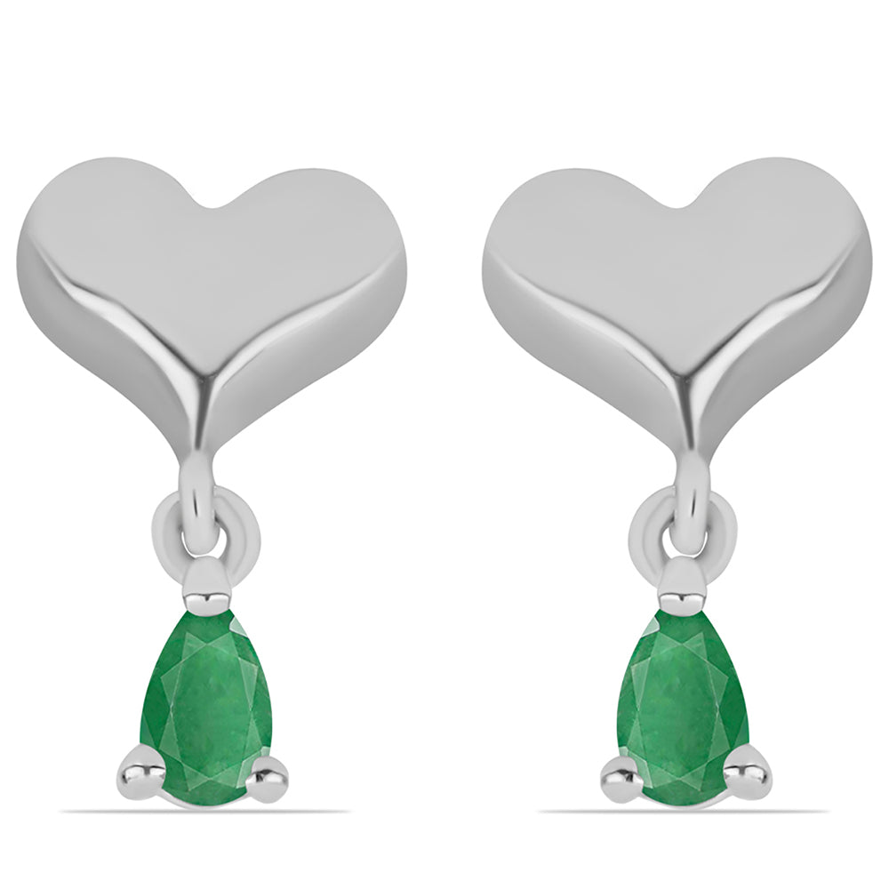 Stříbro 925/1000 - Náušnice s Brazilským Smaragdem - Karátové číslo: 0.39. přibližná hmotnost: 2.54 gramů