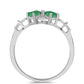 Stříbro 925/1000 - Prsten s Brazilským Smaragdem a Bílým Topazem - Karátové číslo: 1.43. přibližná hmotnost: 3.26 gramů