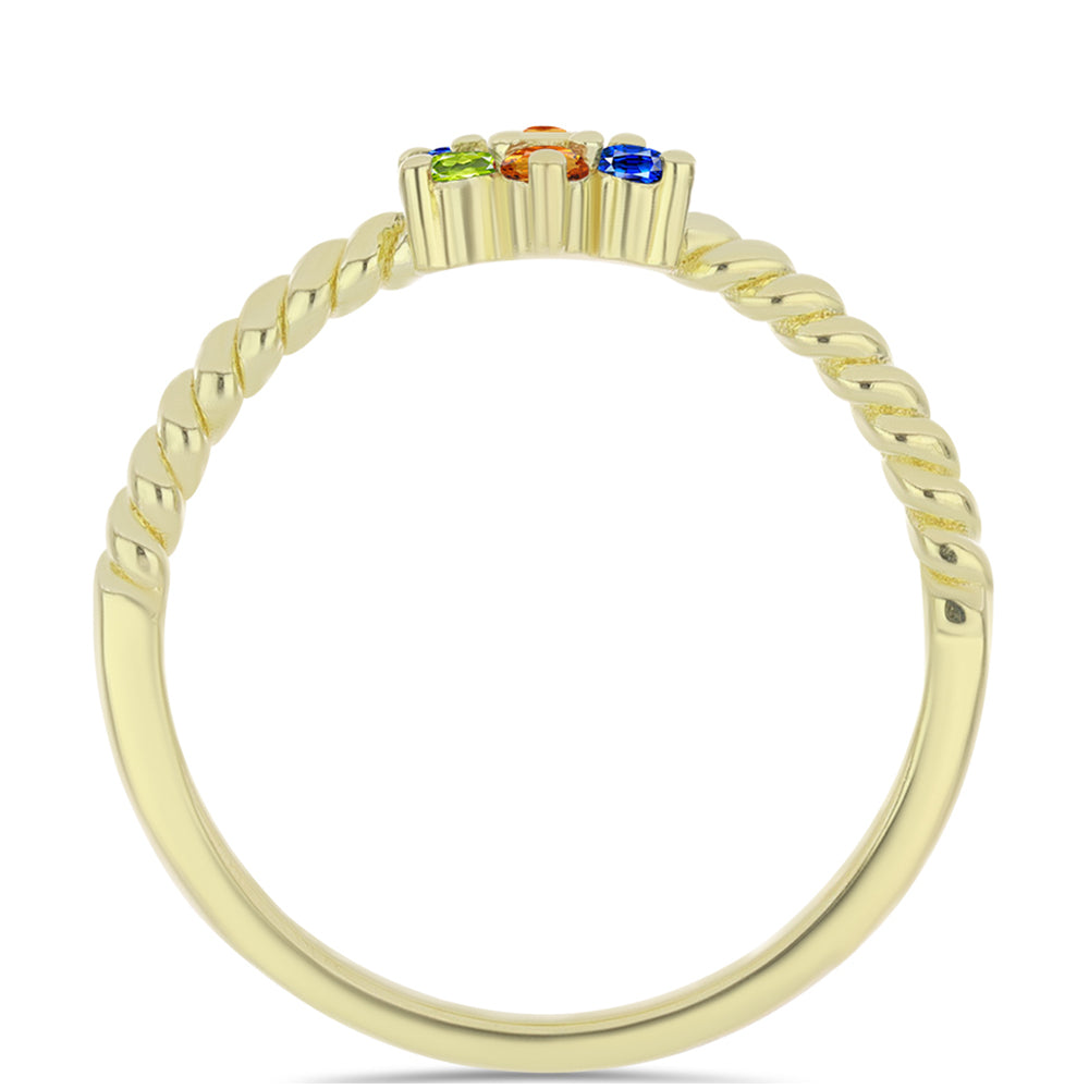 Pozlacené Stříbro 925/1000 - Prsten s Roseberským Duhovým Safírem a Bílým Topazem - Karátové číslo: 0.31. přibližná hmotnost: 2.17 gramů