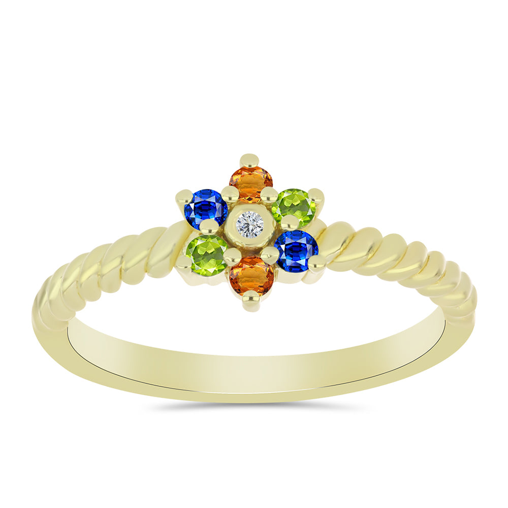 Pozlacené Stříbro 925/1000 - Prsten s Roseberským Duhovým Safírem a Bílým Topazem - Karátové číslo: 0.31. přibližná hmotnost: 2.17 gramů 3 