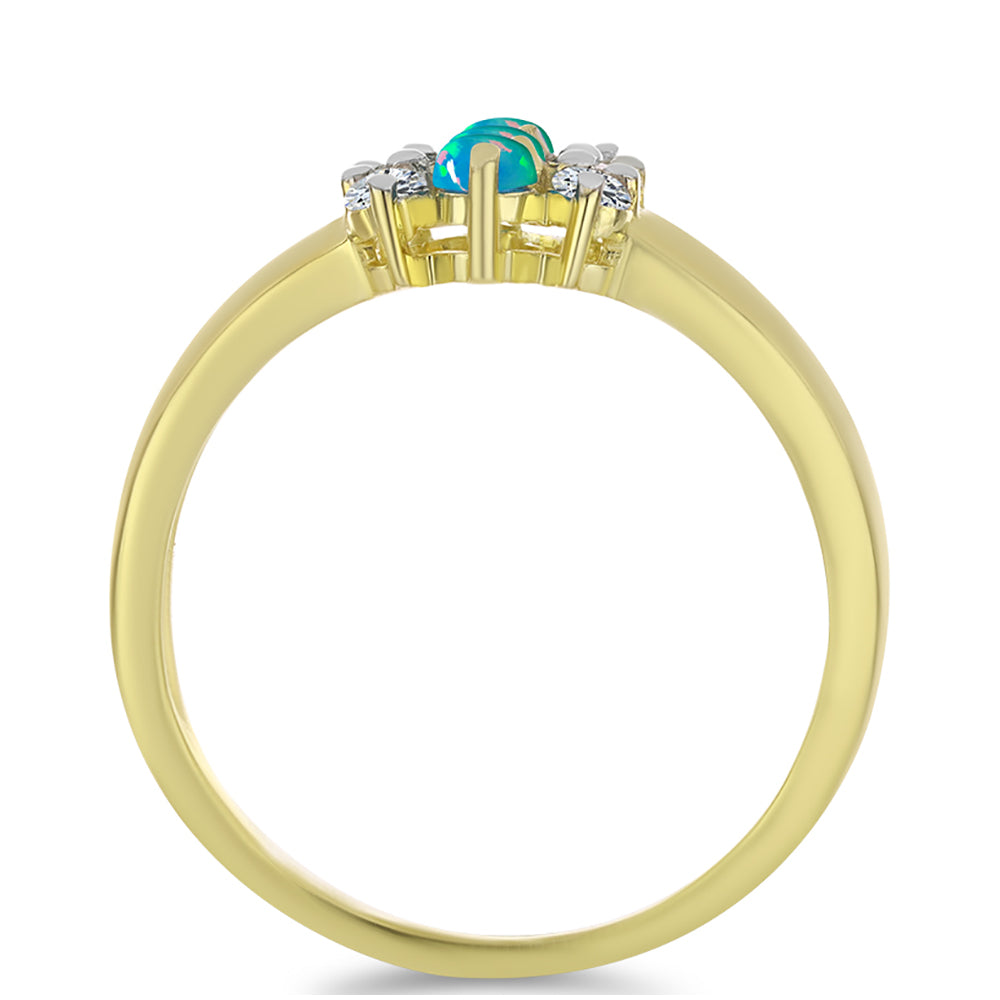 Pozlacené stříbro 925/1000 Prsten s etiopským Paraiba modrým opálem a Bílým Topazem - Karátové číslo: 0.65. přibližná hmotnost: 3.37 gramů 2 