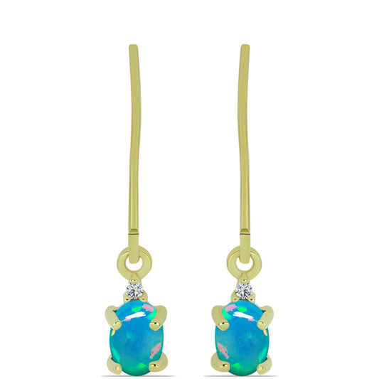 Pozlacené Stříbrné Náušnice s etiopským Paraiba modrým opálem a Bílým Topazem