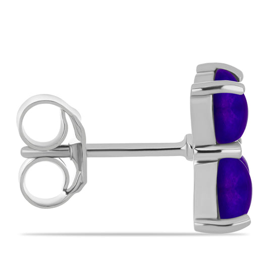 Stříbrné Náušnice s Purpurovým Jadeitem a Bílým Topazem