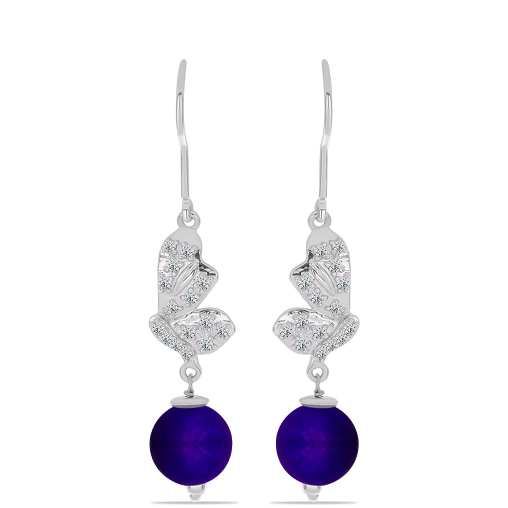 Stříbro 925/1000 - Náušnice s Purpurovým Jadeitem a Bílým Topazem - Karátové číslo: 7.93. přibližná hmotnost: 4.84 gramů 1 