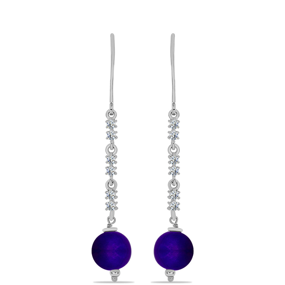 Stříbrné Náušnice s Purpurovým Jadeitem a Bílým Topazem 1 