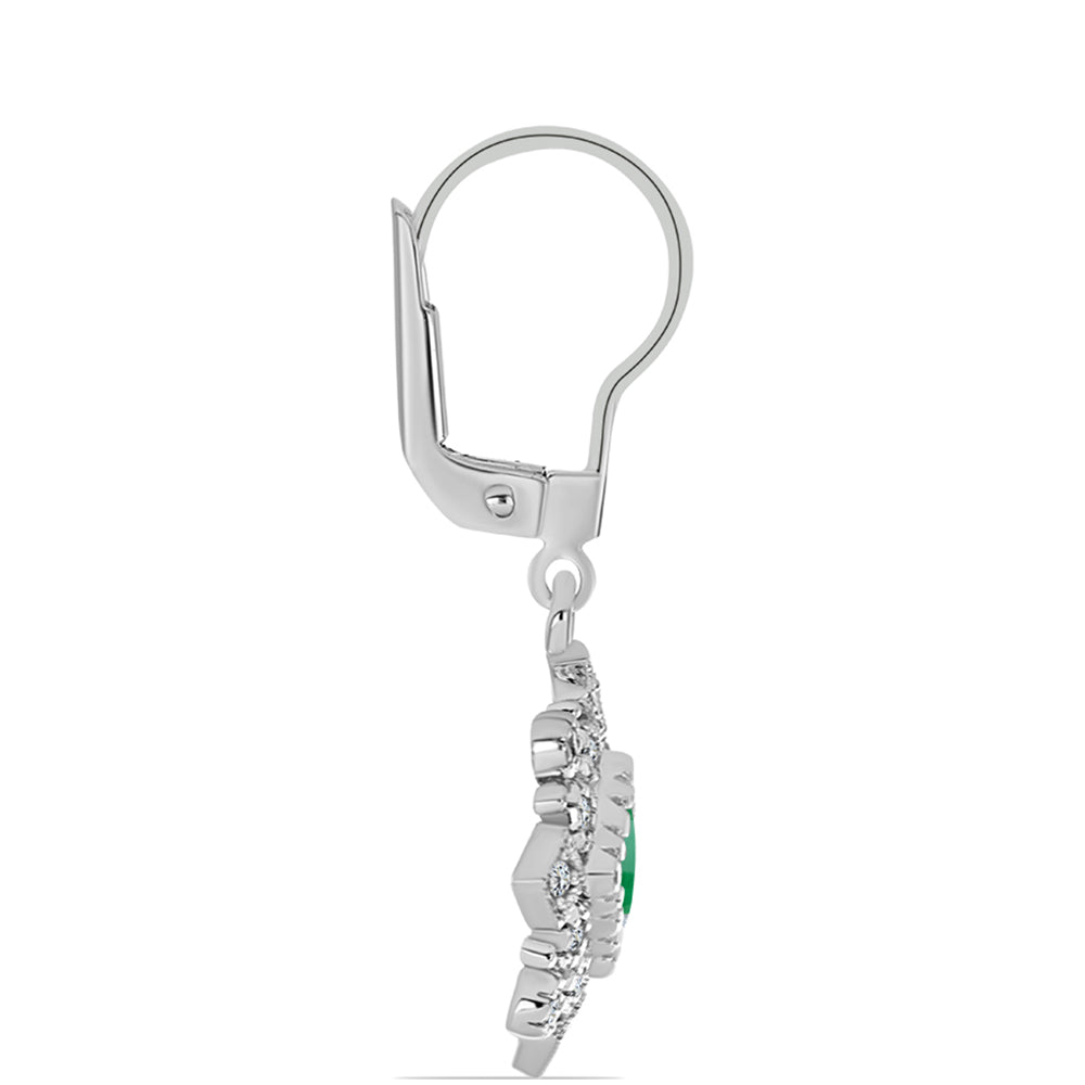 Stříbrné Náušnice s Brazilským Smaragdem a Bílým Topazem 2 