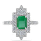 Stříbrný Prsten s Brazilským Smaragdem a Bílým Zirkonem