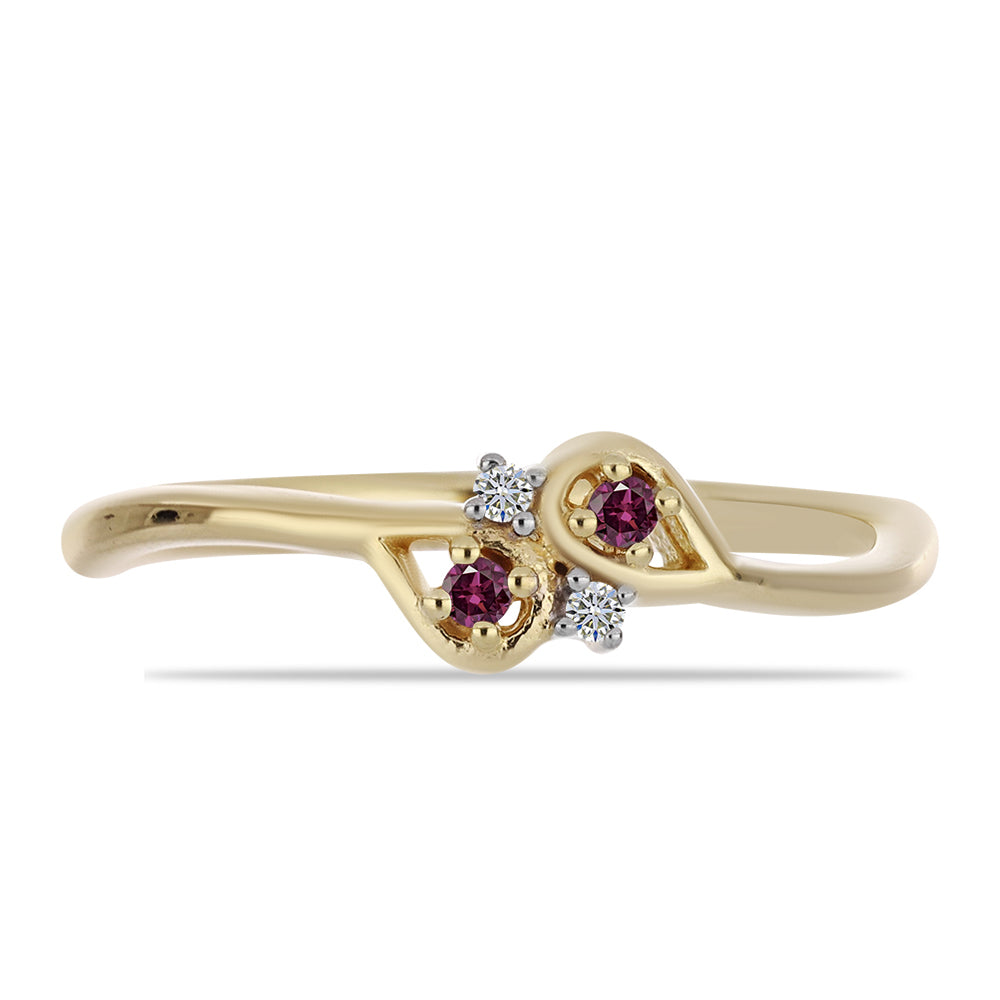 Pozlacený Stříbrný Prsten s Purpurovým Diamantem a Bílým Diamantem 2 